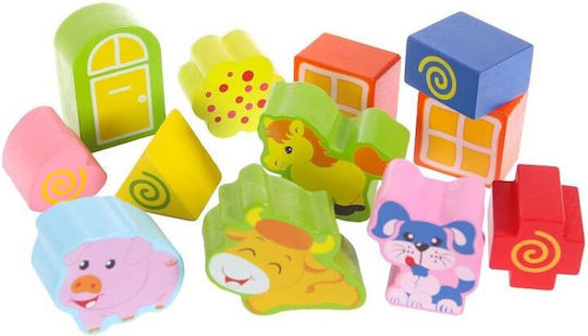Moni Shape Sorting Toy Educational House with Animals made of Wood for 12++ Months