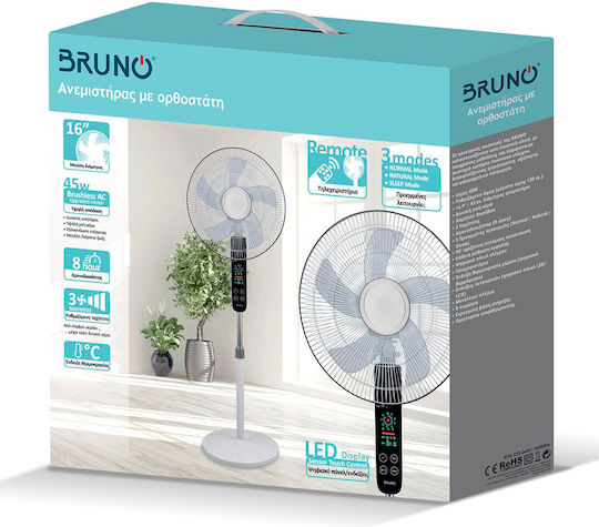 Bruno Bruno Ventilator Sockel 45W Lüfterdurchmesser 43cm mit Fernbedienung Weiß