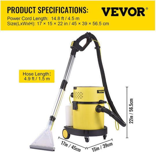 Vevor Vacuum Wet / Dry 1200W with Plastic Bin 20lt