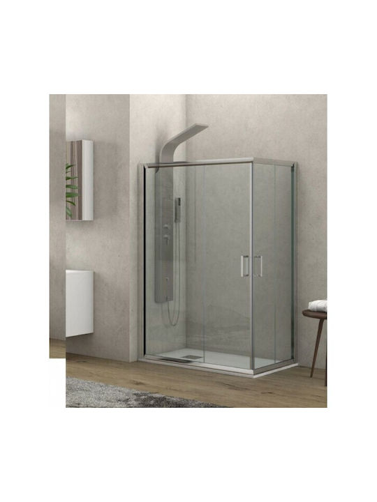 Karag Flora 100 NFL1007090180 Kabine für Dusche mit Schieben Tür 70x90x180cm Klarglas Chrom