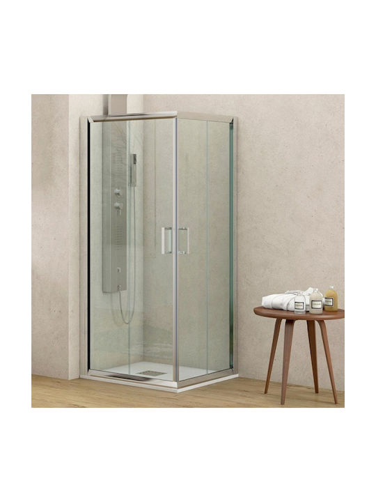 Karag Flora 100 Kabine für Dusche mit Schieben Tür 80x80x180cm Klarglas Cromo