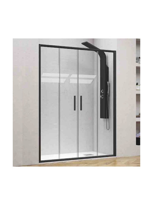Karag FLORA 600 Καμπίνα Ντουζιέρας με Συρόμενη Πόρτα 150x190cm Clear Glass Black