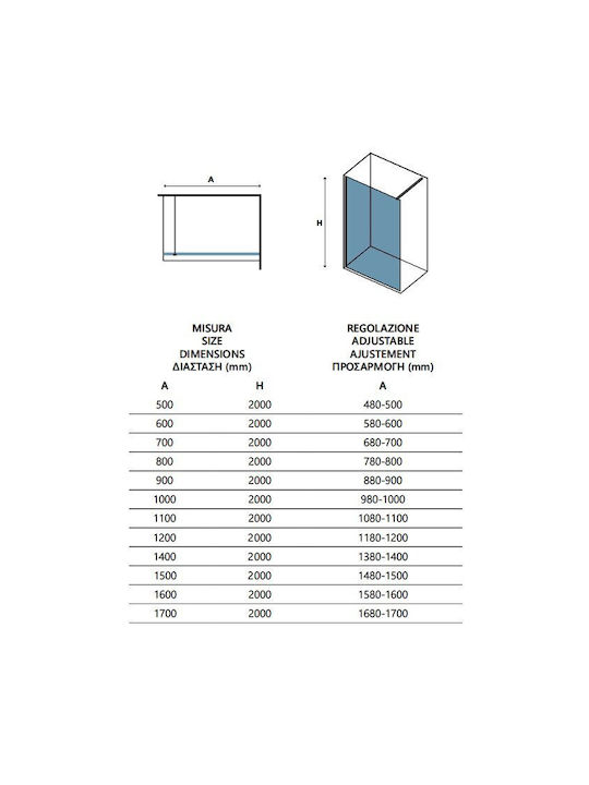 Karag Walkin 1 Feste Seite für Dusche 80x200cm Klarglas Nero