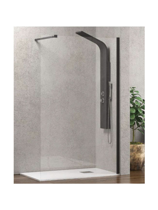 Karag Πάνελ Fixed Side for Shower 140x200cm Clear Glass Nero