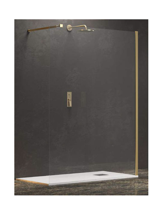 Karag Paravan Fix De Duș Cu Sticlă Transparentă Walkin 1 100x200cm Aurie