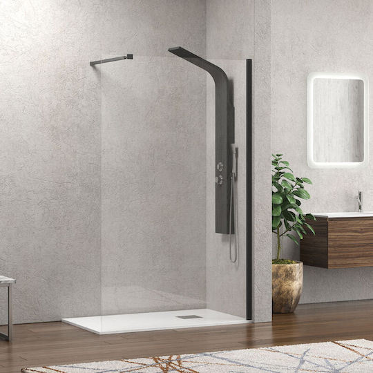 Karag Фиксирана преграда за душ с прозрачно стъкло WALKIN 1 100x200см Златисто