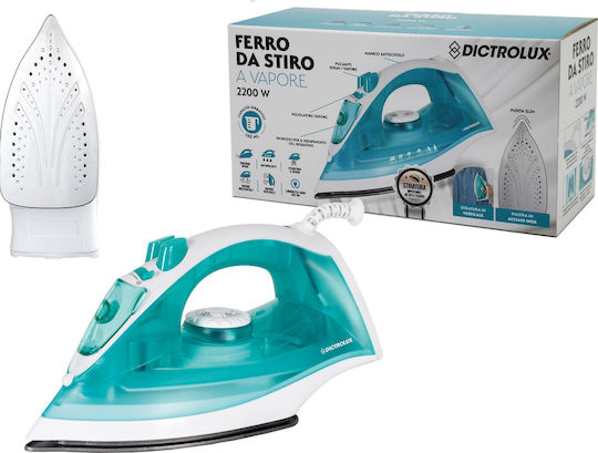 DictroLux Steam Iron 2200W with Stainless Steel Plate White/Blue