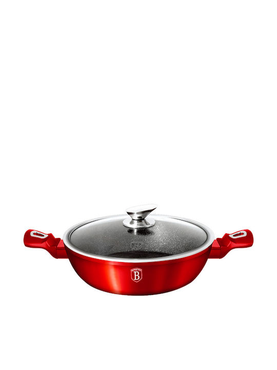 Berlinger Haus Metallic Line Shallow Pot made of Aluminum 3.8lt / 28cm Burgundy