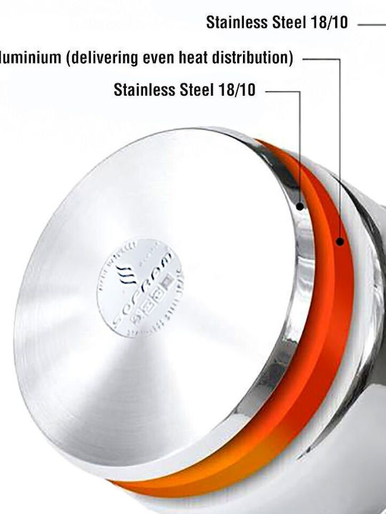 Sofram Soft Βαθιά Ανοξείδωτη Κατσαρόλα 5lt / 24cm