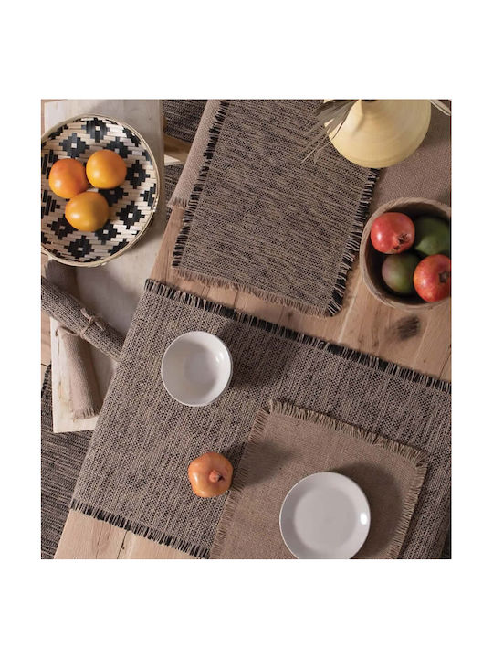 Nef-Nef Homeware Fabric Placemats Varis Black 33x48cm 2pcs 030115
