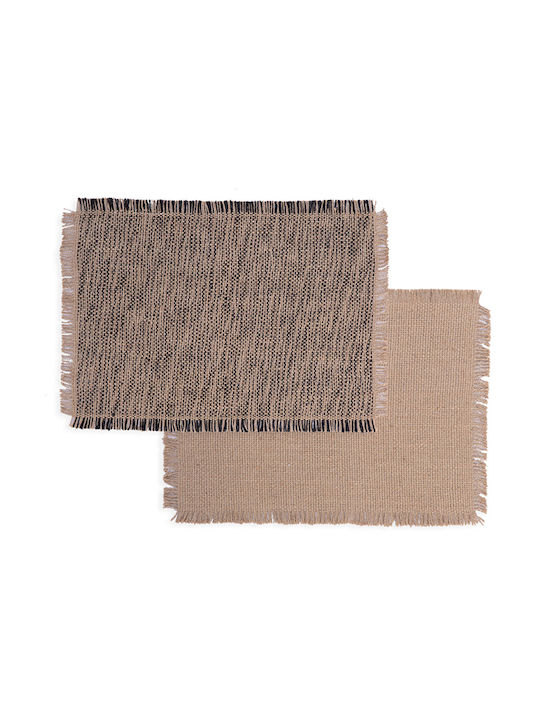 Nef-Nef Homeware Fabric Placemats Varis Black 33x48cm 2pcs 030115