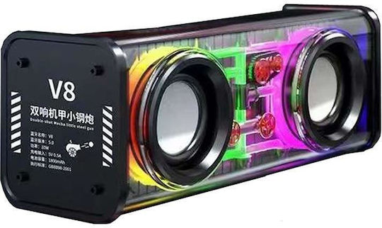 Mecha V8 Ηχείο Bluetooth 10W με Διάρκεια Μπαταρίας έως 3 ώρες Διάφανο