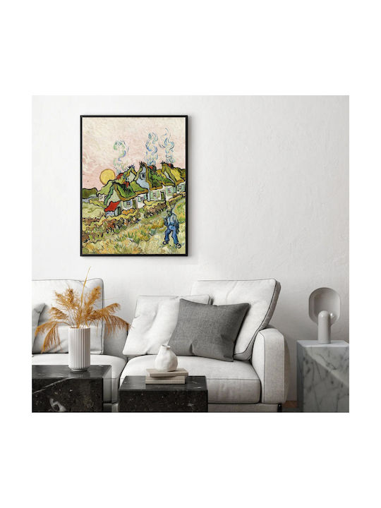Houses Figure 1890 Painting Copy of Van Gogh on Canvas 40x50cm