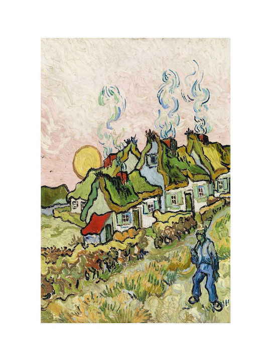 Houses Figure 1890 Painting Copy of Van Gogh on Canvas 40x50cm