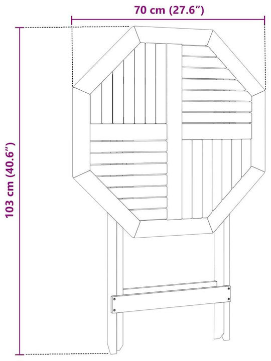 Table for Small Outdoor Spaces Made of Acacia Foldable Brown 70x70x75cm