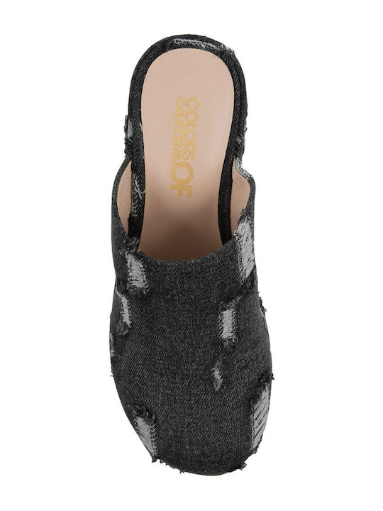 Mules with Chunky High Heel in Black Color