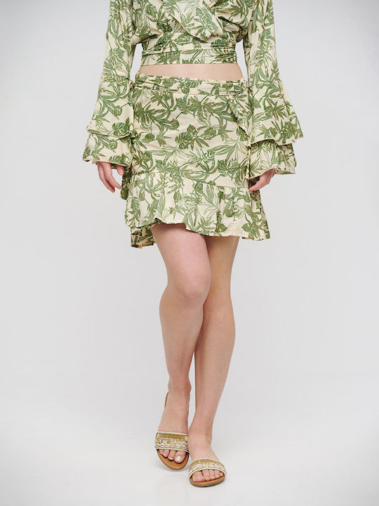 Ble Resort Collection Mini Envelope Skirt Ecru/green