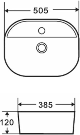 Karag Aufgesetztes Waschbecken Porzellan 50.5x38.5x12cm Weiß