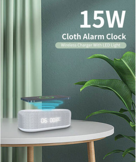 Tabletop Digital Clock with Alarm & Wireless Charging Gray ZT1XJ53QWS094GRIALB Tabletop Digital Clock with Alarm & Wireless Charging Gray ZT1XJ53QWS094GRIALB