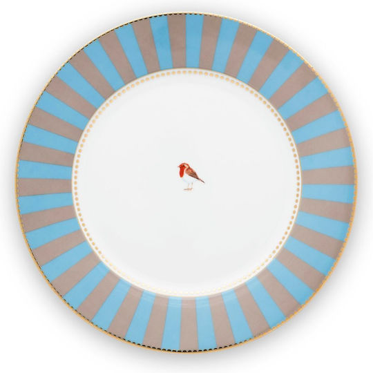 PiP Studio Love Birds Plate Shallow made of Porcelain Blue with Diameter 21cm 4pcs