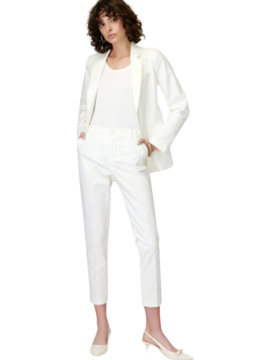 Γυναικείο Capri Chino Παντελόνι σε Ίσια Γραμμή Off White