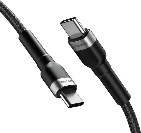 Wozinsky USB 2.0 USB-C Male To USB-C 65W PD Cable Black 2m WNBCC2