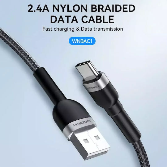 Wozinsky USB 2.0 Kabel USB Typ-C männlich - USB-A 20W PD Schwarz 1m WNBAC1