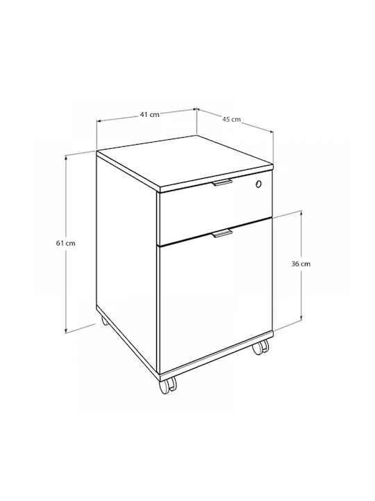 Rio Office Storage Chipboard Drawer with Wheels & Drawers Charcoal L41xW45xH61cm