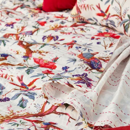 Synchronia Birds Of Paradise Zweisitzer-Sofa Überwurf 200x230cm Weiß