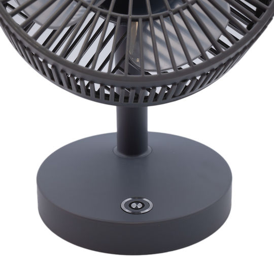 Desktop Mini USB Fan 4W Power 17.5cm Diameter Round Gray Rechargeable Battery