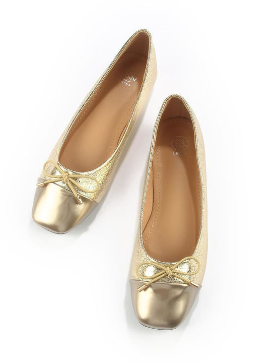 Synthetic Leather Ballerinas Gold