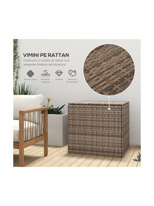 Outsunny Μπαούλο Αποθήκευσης Εξωτερικού Χώρου Rattan Καφέ Μ75xΠ75xΥ70εκ.