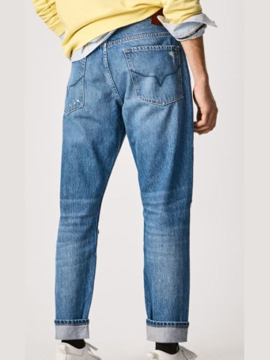 Pepe Jeans Callen Crop Pantaloni de Bărbați din Jean în Croială Relaxată Blue