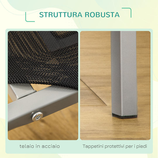 Pawhut Raised Dog Bed Breathable Metal Fabric 90x65x20 Cm Black Silver