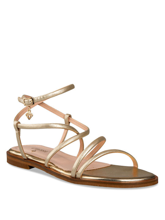 Mairiboo for Envie Leder Damen Flache Sandalen in Gold Farbe