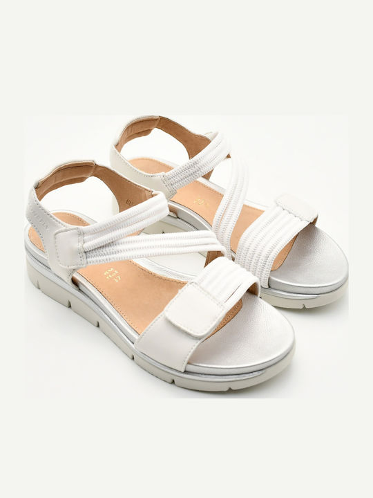 Leather Women's Flat Sandals White