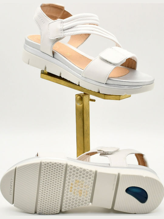 Leather Women's Flat Sandals White