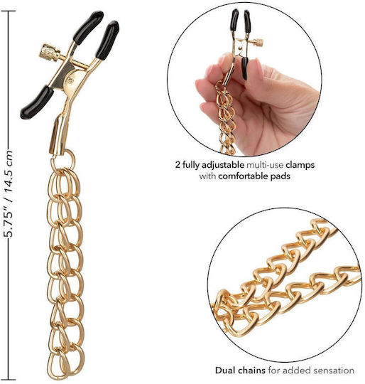 Nipple Clamps Bdsm Erotic Jewelry Ride Em Denim Nipple Clamps Gold