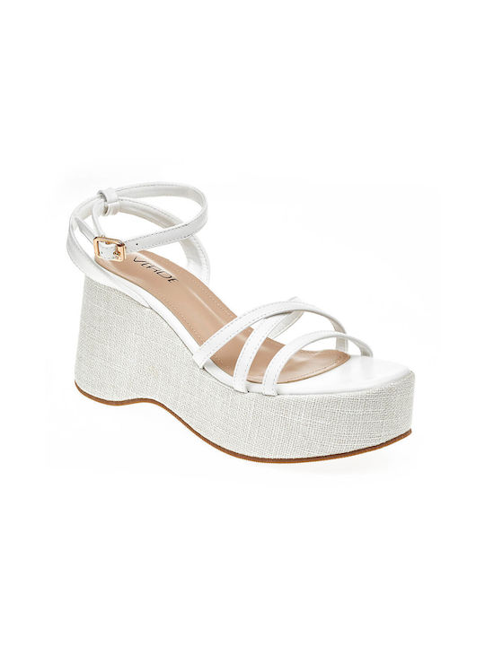 Verde Women's Fabric Platform Shoes White