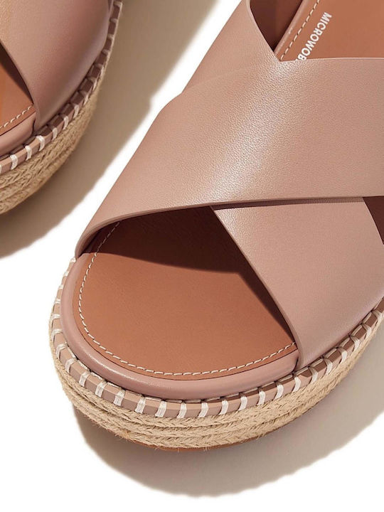 Women's Leather Platform Shoes Beige