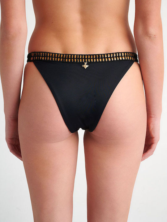 Brasilianischer Bikinihose mit Kreuzdetail Schwarz