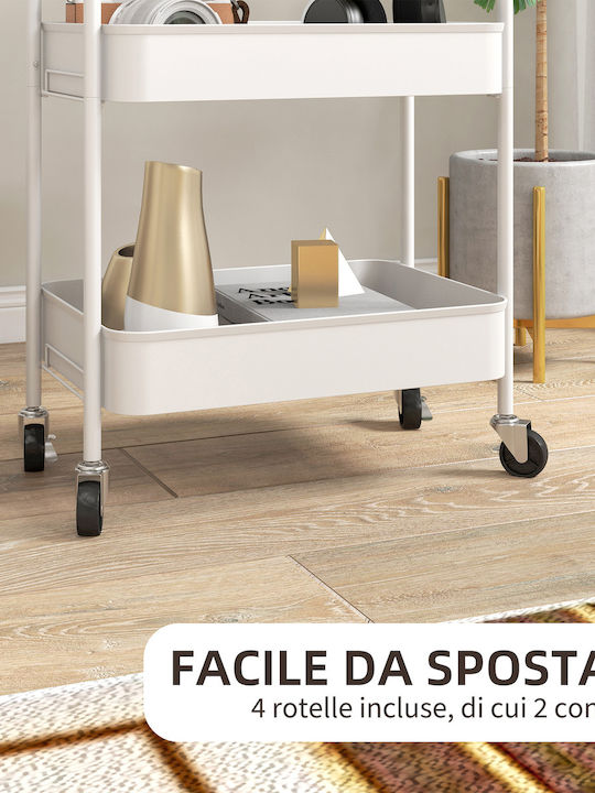 HomCom Metallisches Küchenwagen Mit 3 Ebenen Weiße 45x30.6x79cm