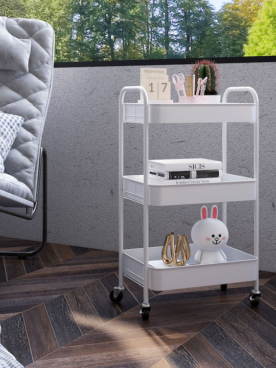 HomCom Metallisches Küchenwagen Mit 3 Ebenen Weiße 45x30.6x79cm