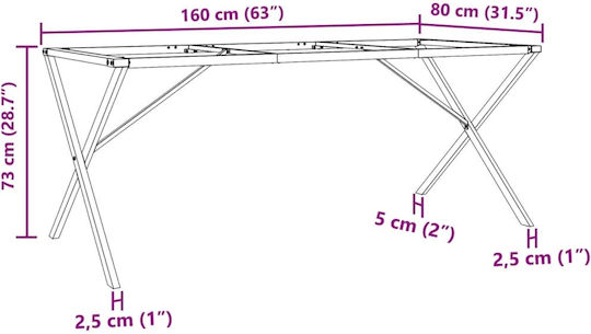 vidaXL Βάση Τραπεζιού Μαντεμένια Μαύρο 160x80x73cm