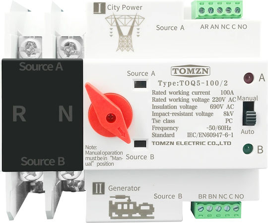 Automatischer Umschalter für Solaranlagen 2p 230v 63a