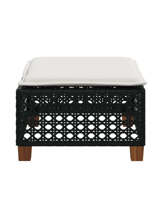 Băncuță Cub Pentru Exterior Rattan Cu Pernă Neagră 63.5x56x32cm
