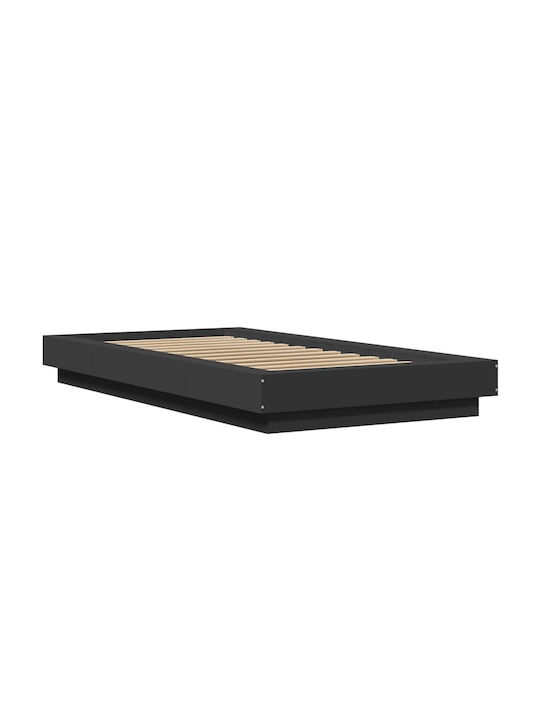 Suport Pat Single Din Lemn Negru Cu Plăci Pentru Saltea 90x200cm