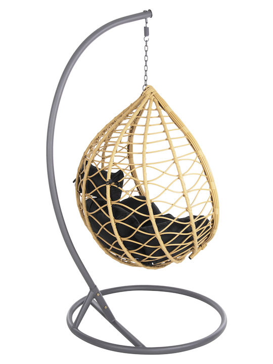Gracie Garten- und Veranda-Schaukeln Nest mit Gestell und Kissen Rattan Beiges 104x104x200cm