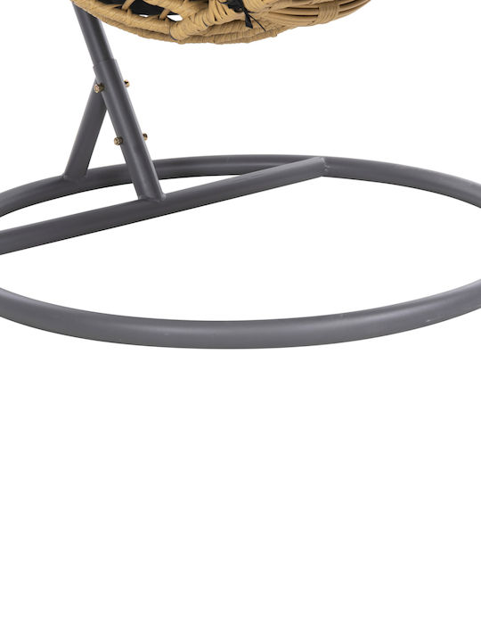 Gracie Garten- und Veranda-Schaukeln Nest mit Gestell und Kissen Rattan Beiges 104x104x200cm