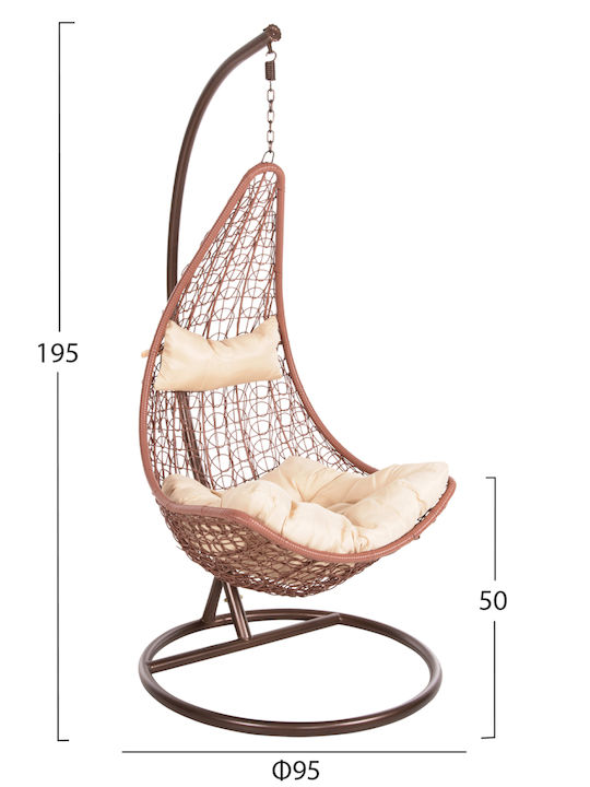 Millie Κούνια Φωλιά με Βάση και Μαξιλάρι Rattan Καφέ Μ95xΠ95xΥ195cm